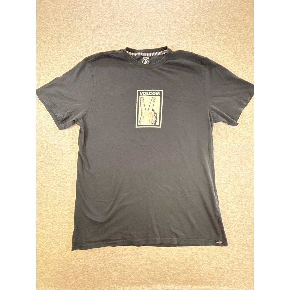 Volcom Mens Peace Sign Graphic T-Shirt Modern Fit Black Organic Cotton‎ Large